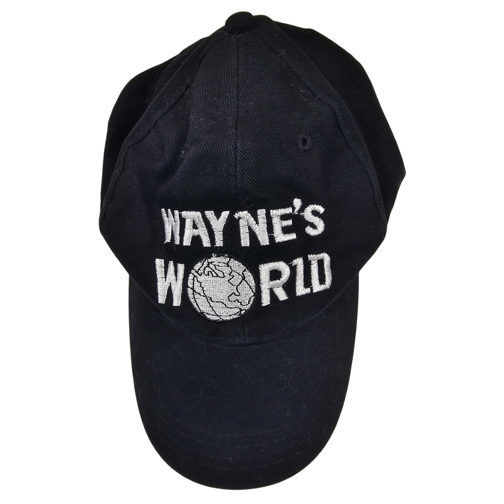 1990'S Waynes World Movie Promo Hat Black Embroidered Adjustable Strapback Cap